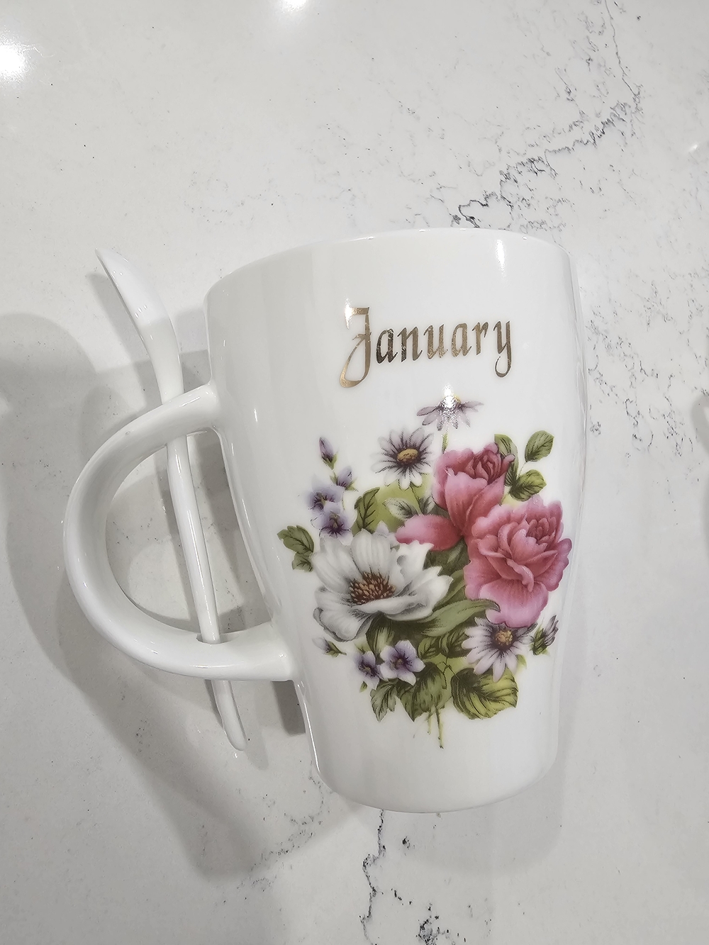 Adeline Floral Fine Porcelaine Mug with Spoon